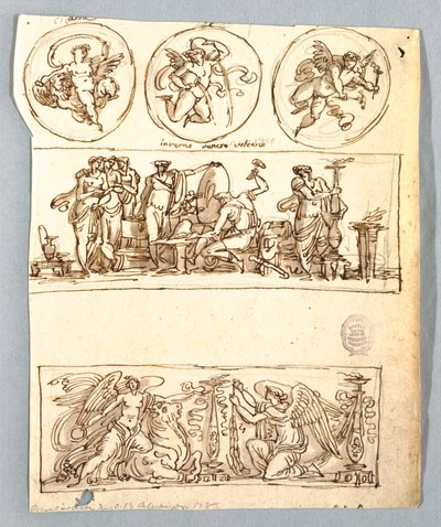 Venus vid Forge of Vulcan, Winter, Victories och Three Roundels, Putti som element av Unbekannt