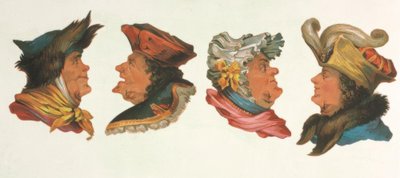 Bildpussel, fyra huvuden / kromolitografi. av Unbekannt