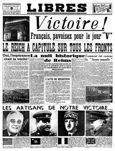 Victory!, förstasidan av Libres tidning, 9 maj 1945 av Unbekannt