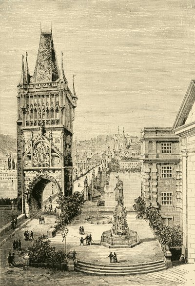 Utsikt i Prag - Brotornet, 1890. av Unbekannt