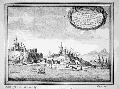 Utsikt över Beryozovo från Sosvafloden, 1770-talet av Unbekannt