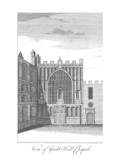Utsikt över Guild Hall Chapel., c1775 av Unbekannt
