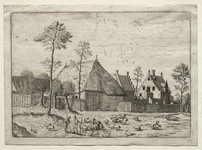 Utsikt över byar i Brabant och Campine: Herdar med flock, ca. 1559. av Unbekannt
