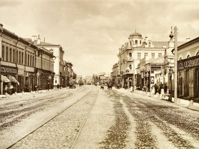 Utsikt över Arbat Street från Church of the Life-Giving Trinity, Moskva, Ryssland, 1888 av Unbekannt