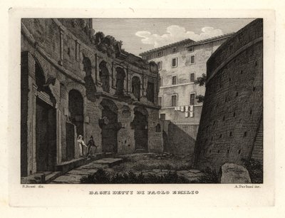 Utsikt över Paolo Emilios bad vid Trajans forum, Bagni Detti di Paolo Emilio av Unbekannt