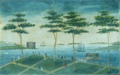 Utsikt över batteriet, New York, 1800-1850. av Unbekannt