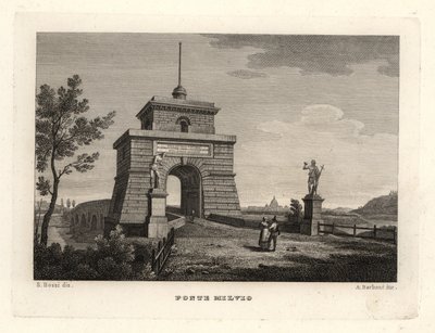Vy över Milvian (eller Mulvian) bron, Ponte Milvio, Rom av Unbekannt