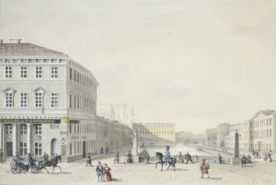 Utsikt över Moika-vallen från polisbron, 1839 av Unbekannt