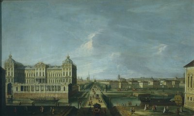 Utsikt över Nevsky Prospekt och Anichkovpalatset, andra hälften av 1700-talet. av Unbekannt