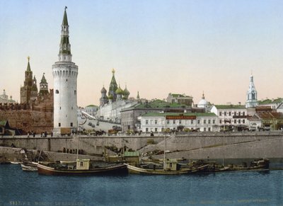 Utsikt över St Basil sluttningen, sett från Moskvafloden, Moskva, Ryssland, c1890-c1905 av Unbekannt