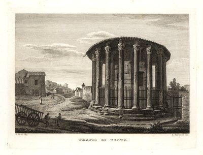 Utsikt över Vestas tempel, Tempio di Vesta, Rom av Unbekannt