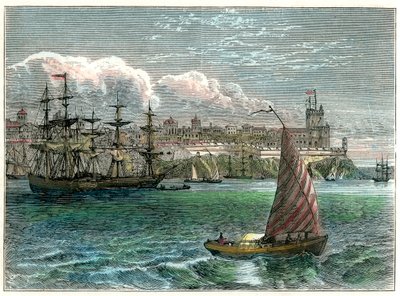 Utsikt över staden San Domingo från hamnen, Dominikanska republiken, c1880 av Unbekannt