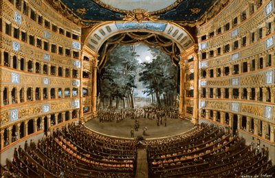 Utsikt över interiören av Teatro San Carlo, Neapel, 1800-talet av Unbekannt