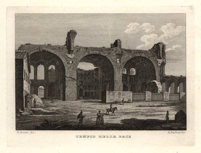 Utsikt över ruinerna av fredens tempel eller Vespasianus forum, Tempio della Pace, Rom av Unbekannt