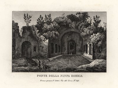 Utsikt över våren av nymfen Egeria, Egeria nympheum, Ninfeo d