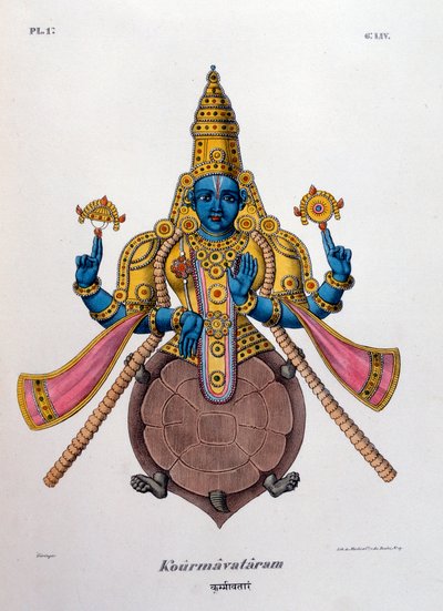 Vishnu, en av gudarna i den hinduiska treenigheten trimurti, 1828 av Unbekannt