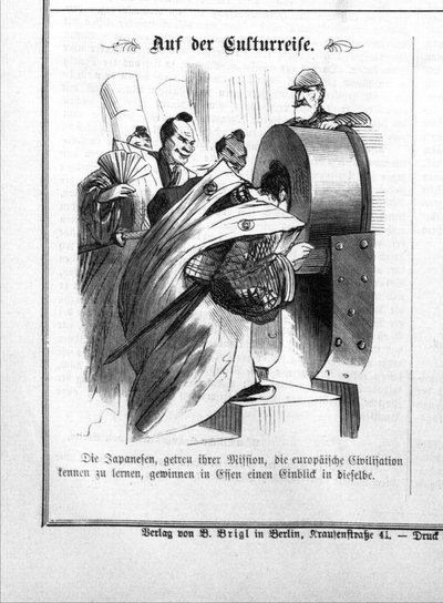 Besök av Iwakura-missionen vid Krupp-fabriken i Essen, 1873. av Unbekannt