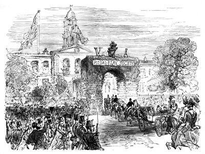 Besök av drottningen och prins Albert i Linen Hall, Belfast, c1850-talet, c1888 av Unbekannt