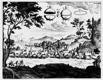 Von Guerickes demonstration av lufttryckets styrka, 1672 av Unbekannt