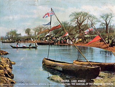 Väntar på ankomsten av Mission Steamer, Likoma, Lake Nyasa, Afrika, 1904 av Unbekannt