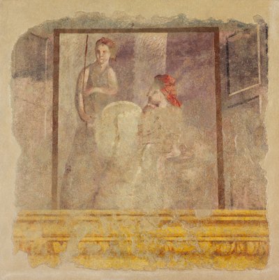 Väggmålningsfragment från norra väggen i rum H i Villa P. Fannius..., ca. 50-40 f.Kr. av Unbekannt