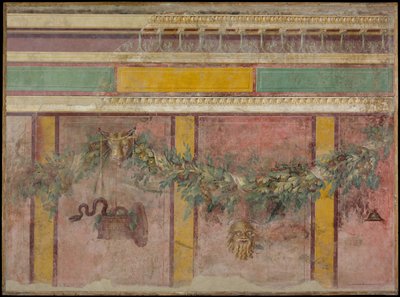 Väggmålning från den västra väggen i rum L i Villan P. Fannius Synistor..., ca.50-40 f.Kr. av Unbekannt