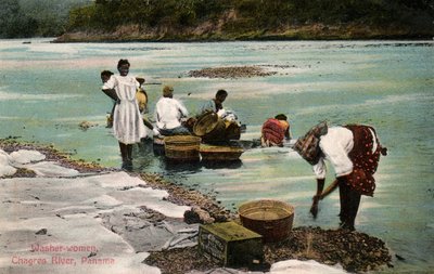Washerwomen, Charges River, Panama, tidigt 1900-tal av Unbekannt