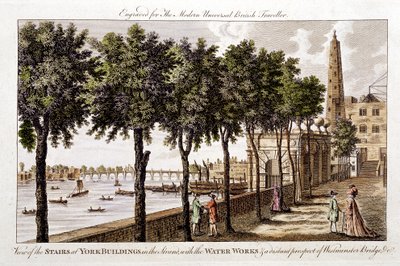 Vattenverk vid York Buildings, Strand, levererar vatten till London från Themsen, 1790 av Unbekannt