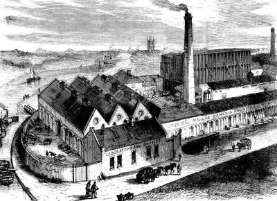Webbs kemiska fabrik, Diglis, Worcestershire, c1860 av Unbekannt