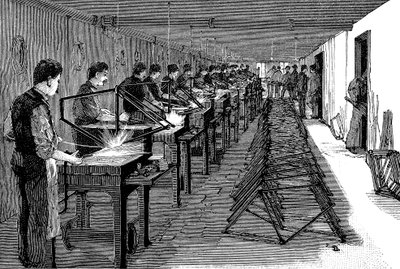 Svetsning av cykelramar i en amerikansk fabrik, 1900 av Unbekannt