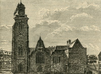 Västervy av den gamla kyrkan St. Martins-in-the-Fields, neddragen 1721, 1881. av Unbekannt