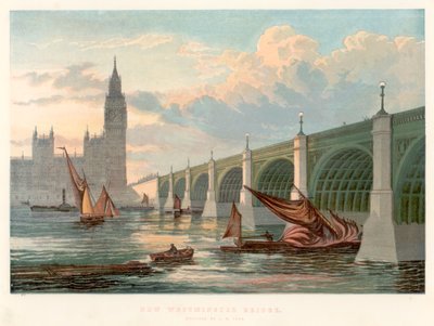 Westminster Bridge, London, med utsikt från Themsens södra strand, 1858 av Unbekannt