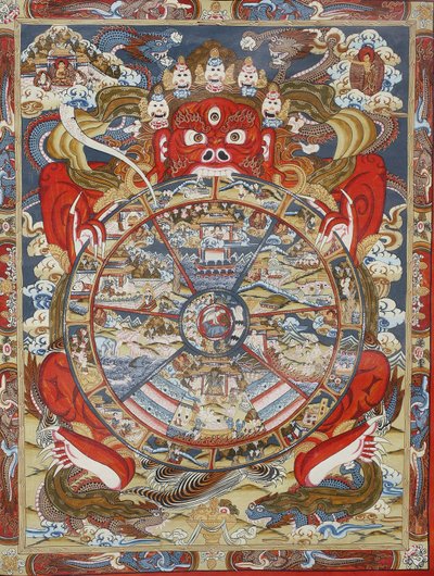 Livets hjul eller Samsaras hjul (Mandala). Kopan kloster, Bhaktapur, Nepal av Unbekannt
