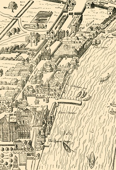 Whitehall och Westminster. Från Aggas karta, 1881. av Unbekannt