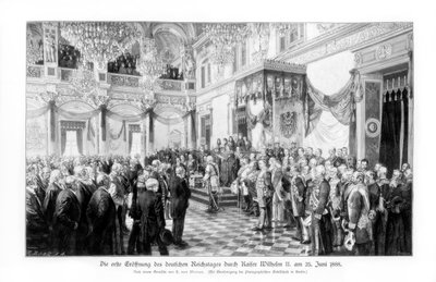 Wilhelm II och ministrarna vid invigningen av riksdagen den 25 juni 1888, 1900 av Unbekannt