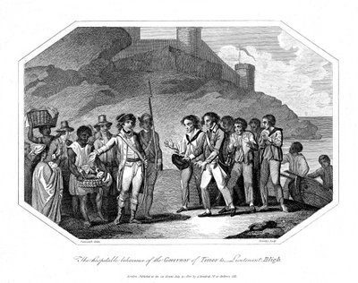 William Bligh, brittisk sjöofficer mottagen av guvernören i Timor, 14 juni 1789 1802 av Unbekannt