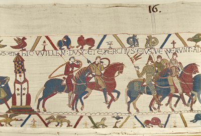 William leder sin armé mot hertig Conan av Bretagne, Bayeux Tapestry (ullbroderi på linne) av Unbekannt