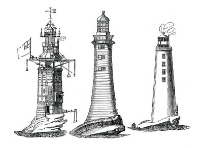 Fyrarna Winstanley, Smeaton och Rudyerd, 1833 av Unbekannt