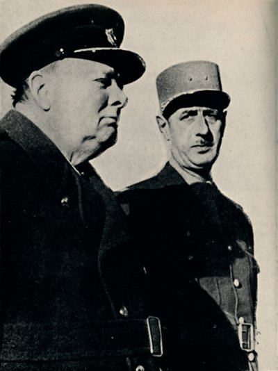 Winston Churchill och general De Gaulle, juni 1940, 1945. av Unbekannt