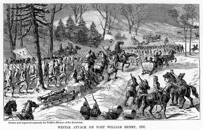 Vinterattack på Fort William Henry, delstaten New York, 1757, c1877 av Unbekannt