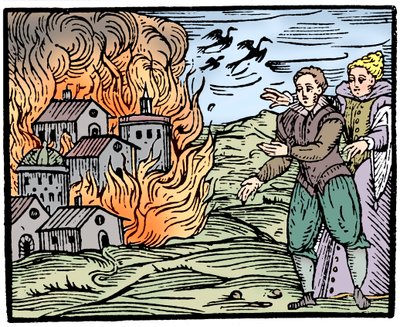 Häxor som förstör ett hus genom brand - Schwaben, 1533 av Unbekannt