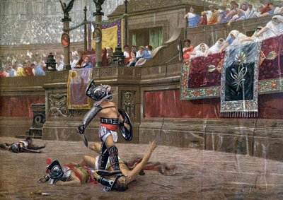Med en vänd tumme, Pollice Verso, 1872 av Unbekannt