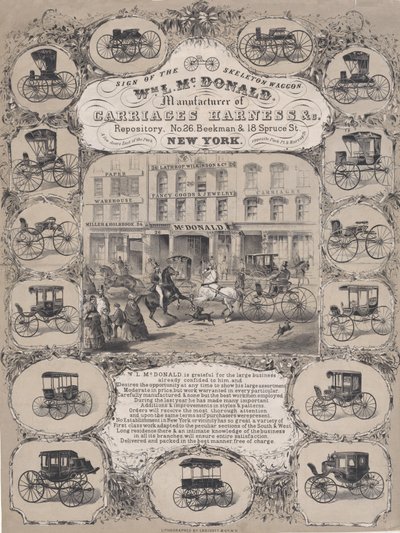 Wm. L. McDonald, Manufacturers of Carriage Harness & Co. Repository, nr 26 Beekman & 1..., 1852-86. av Unbekannt