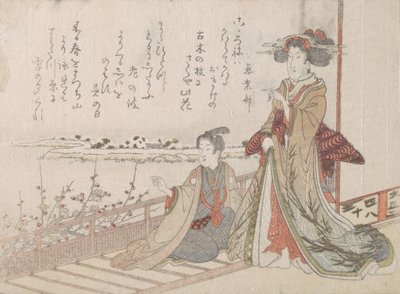 Kvinna och ungdom på en veranda, 1806. av Unbekannt