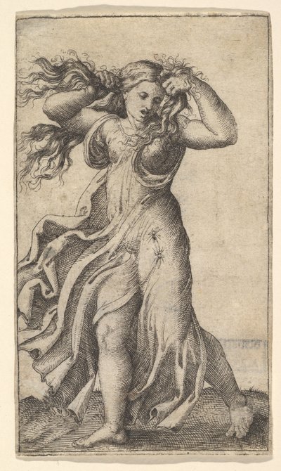 Kvinna som drar i håret, ca. 1515. av Unbekannt