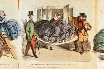 Kvinna som kämpar för att komma in i en taxi, c1860 av Unbekannt