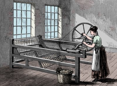Kvinna som använder en spinning Jenny, c1880 av Unbekannt