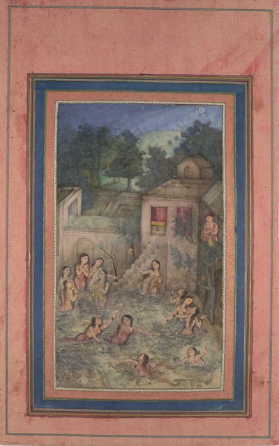 Women Bathing by Moonlight, Folio från Davis Album, 1700-talet. av Unbekannt