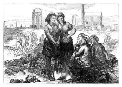 Arbetarflickor på Wigan Collieries, sent 1800-tal av Unbekannt