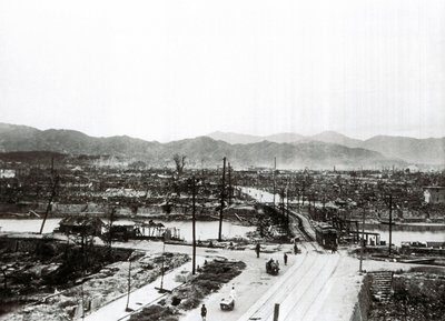 Andra världskriget: ruinerna av Hiroshima efter atombombningen, 6 augusti av Unbekannt